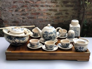 bộ trà minh long men rạn sơn thủy hữu tình bao gồm phụ kiện (không bao gồm khay)